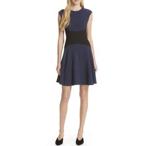 Kate Spade ♠️ Parisian Navy Black Color Block Crepe Dress Size 6